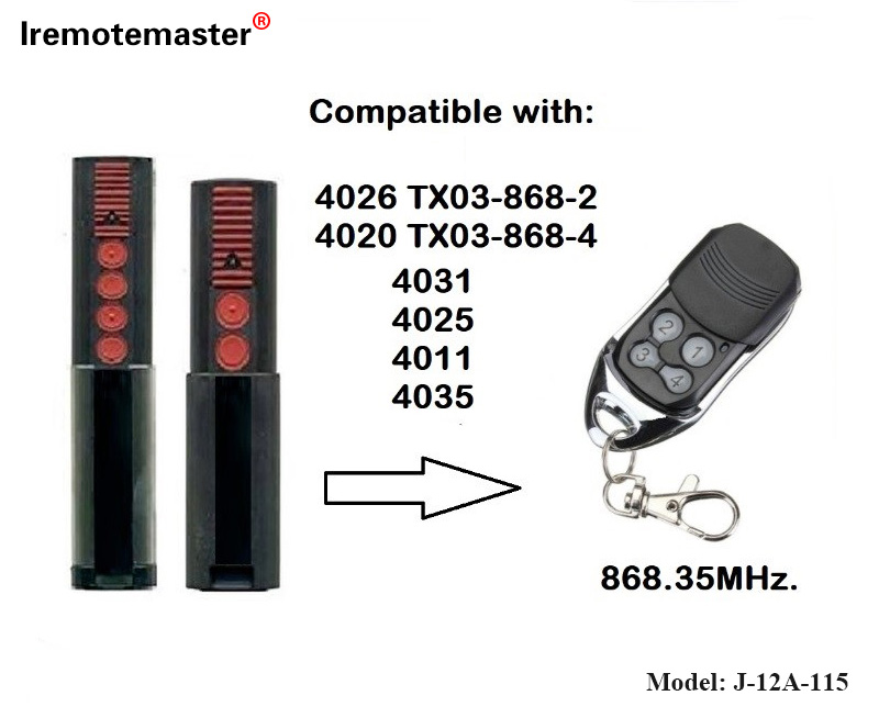 4020 4026 TX03-868-4 ਰਿਮੋਟ ਕੰਟਰੋਲ 868mhz TX03-8-4 ਰੋਲਿੰਗ ਕੋਡ ਲਈ