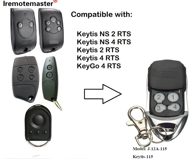 Keytis NS 2 RTS Keytis NS 4 RTS ਗੈਰੇਜ ਡੋਰ ਰਿਮੋਟ ਕੰਟਰੋਲ 433.42MHz ਲਈ